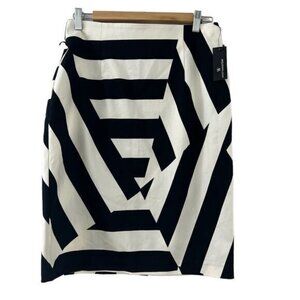 Black and White Geometric Striped Skirt